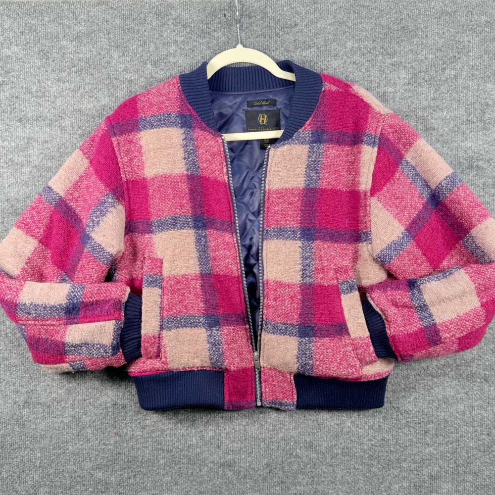 House of Harlow 1960 M Plaid Wool Blend Bomber Jacket Quilted Retro Y2K Boho 90s